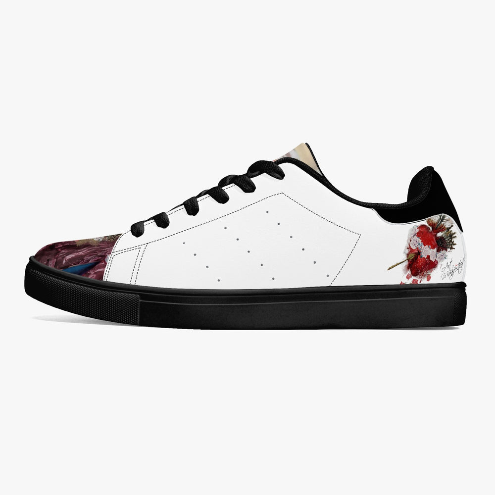Mary Sacred Heart Classic Low-Top Leather Unisex Sneakers - White/Black - ENE TRENDS -custom designed-personalized-near me-shirt-clothes-dress-amazon-top-luxury-fashion-men-women-kids-streetwear-IG