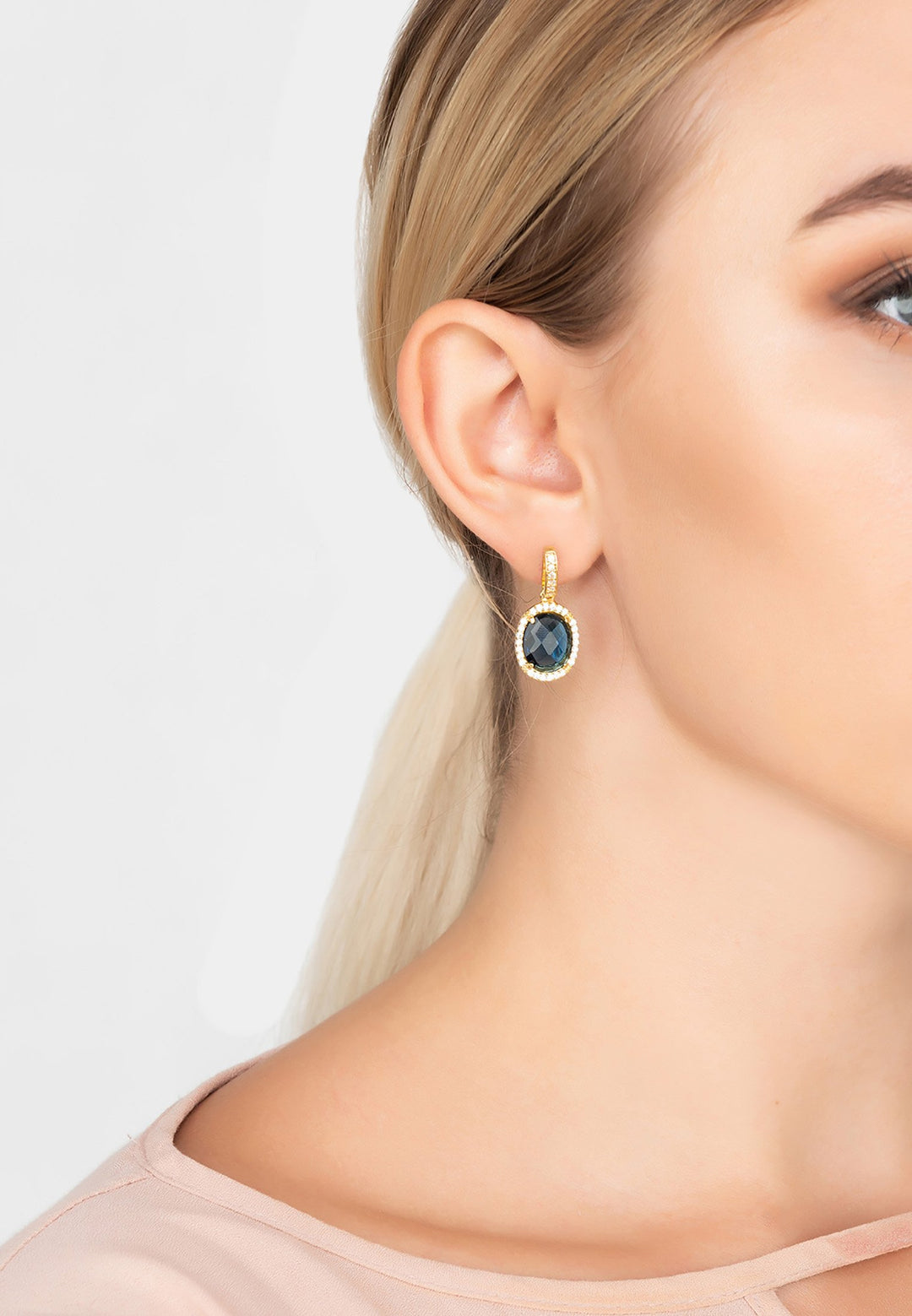 Beatrice Oval Gemstone Drop Earrings Gold Sapphire Hydro - ENE TRENDS -custom designed-personalized-near me-shirt-clothes-dress-amazon-top-luxury-fashion-men-women-kids-streetwear-IG