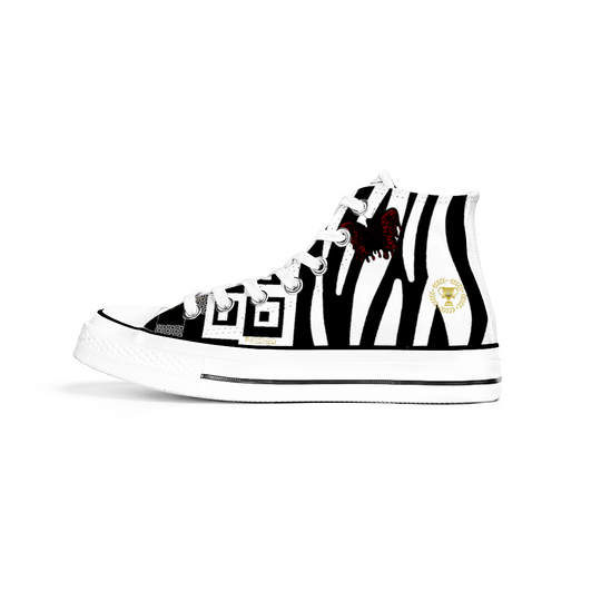 chucks, style, stylish ﻿casual shoes. Bespoke, custom designed, animal print, canvas, butterfly, effect, white, zebra stripe
