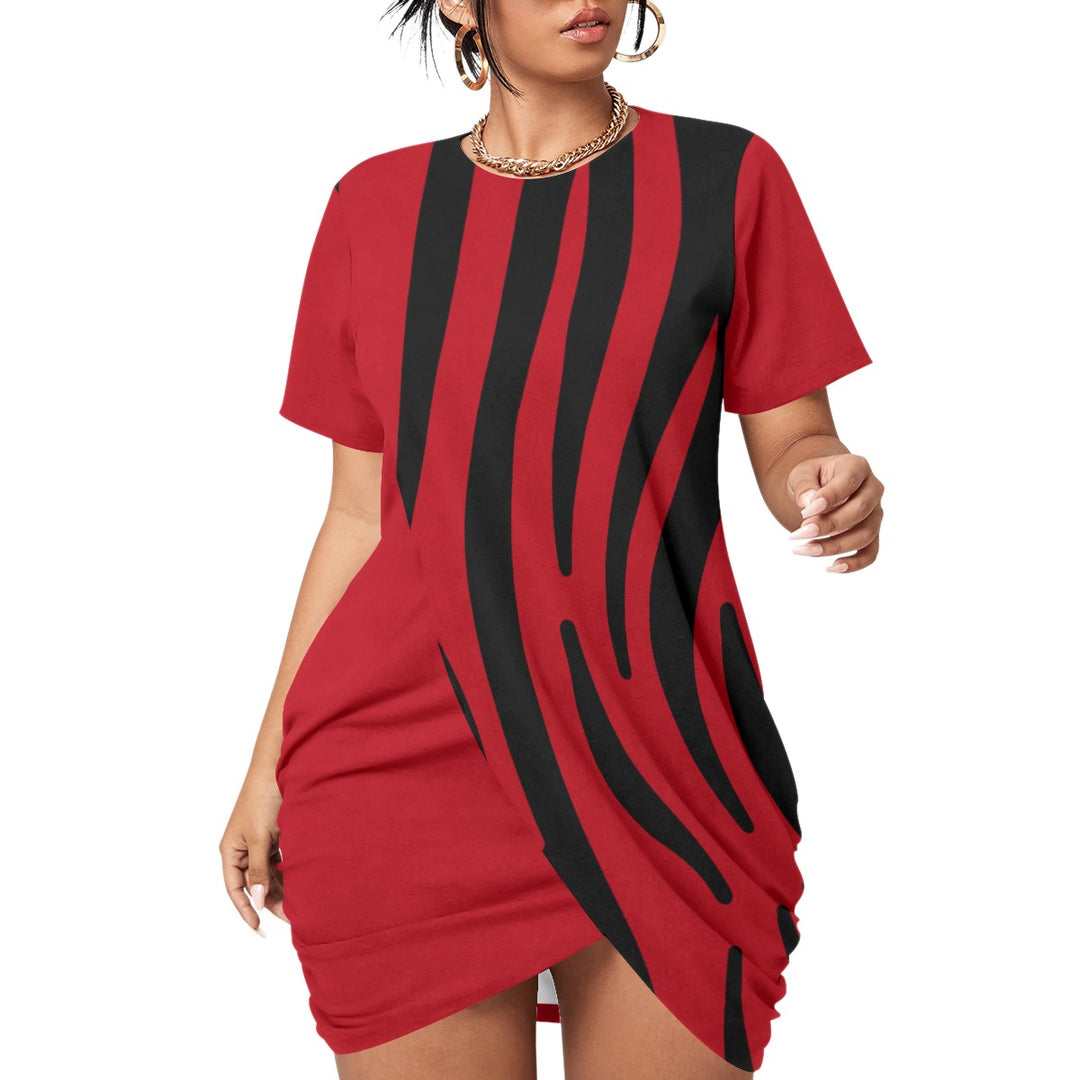 RedZe Women’s Stacked Hem Dress With Short Sleeve - Plus Size