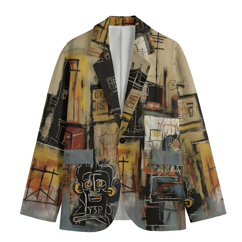 AIG Street Art Casual Notch Lapel Cotton Blazer