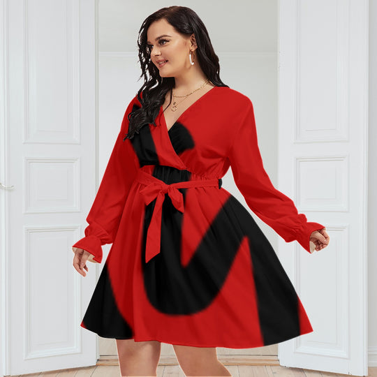 Red-D Dress Plus Size V-neck Dress With Waistband
