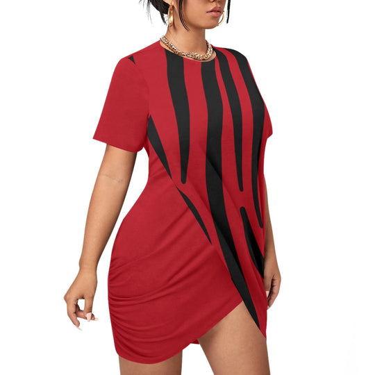 RedZe Women’s Stacked Hem Dress With Short Sleeve - Plus Size - ENE TRENDS -custom designed-personalized-near me-shirt-clothes-dress-amazon-top-luxury-fashion-men-women-kids-streetwear-IG