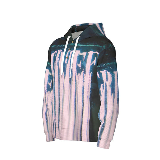 Pink Slimed Out Men's Half Button Hoodie
