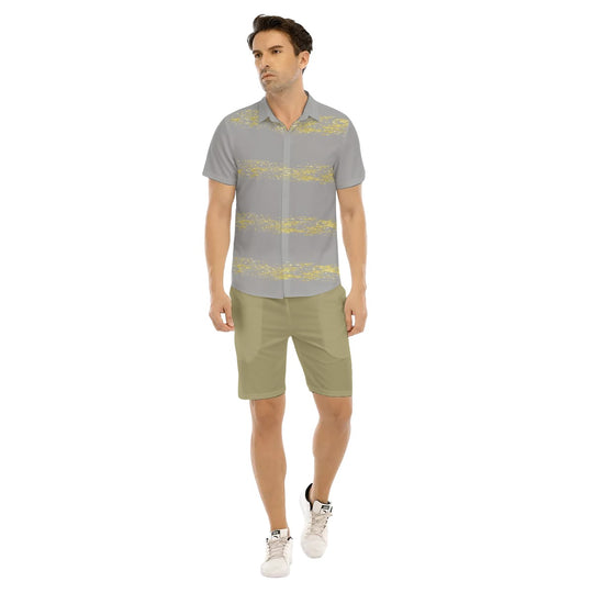 Gray Gold Men's Short Sleeve Shirt and Short Sets is a lightweight-gold-gray-grey-classic-summer-pool-party-apparel-clothing-store