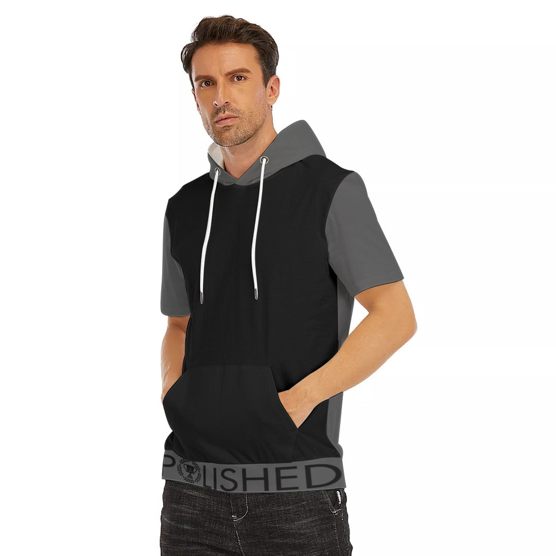 Polished Black Gray Men's Cotton T-Shirt With Hood - ENE TRENDS -custom designed-personalized-near me-shirt-clothes-dress-amazon-top-luxury-fashion-men-women-kids-streetwear-IG