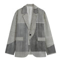 Geometric Elegance Casual Flat Lapel Collar Blazer