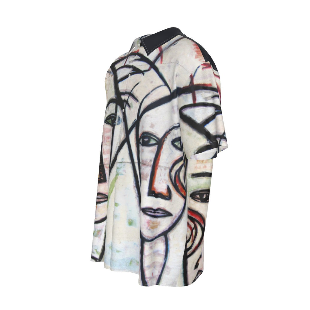 Abstract Gemini Men's Imitation Silk Short-Sleeved Shirt - ENE TRENDS -custom designed-personalized-near me-shirt-clothes-dress-amazon-top-luxury-fashion-men-women-kids-streetwear-IG