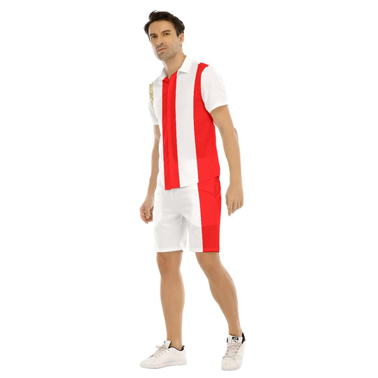 Red Stripe White Short Sleeve Shirt and Shorts Sets - ENE TRENDS -custom designed-personalized-near me-shirt-clothes-dress-amazon-top-luxury-fashion-men-women-kids-streetwear-IG