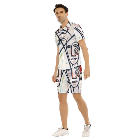 Abstract Gemini Men's Short Sleeve Shirt and Short Sets - ENE TRENDS -custom designed-personalized-near me-shirt-clothes-dress-amazon-top-luxury-fashion-men-women-kids-streetwear-IG