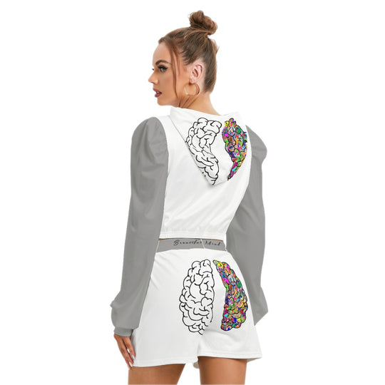 Beautiful Mind Grey Women's Mirco Fleece Hoodie Shorts Set - ENE TRENDS -custom designed-personalized-near me-shirt-clothes-dress-amazon-top-luxury-fashion-men-women-kids-streetwear-IG