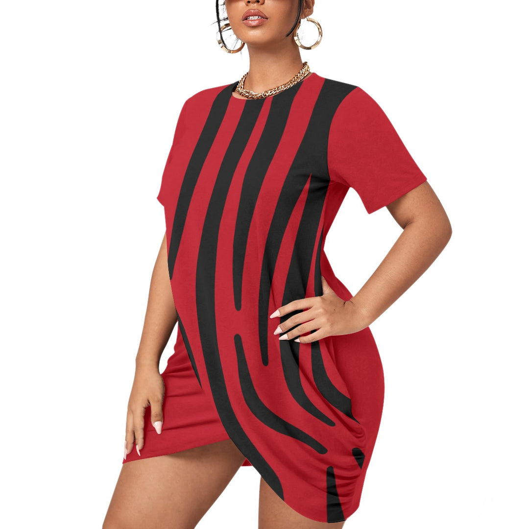 RedZe Women’s Stacked Hem Dress With Short Sleeve - Plus Size