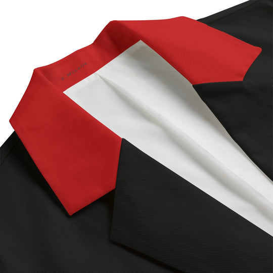 Black Red Punteggiato Printed Flat Lapel Collar Blazer