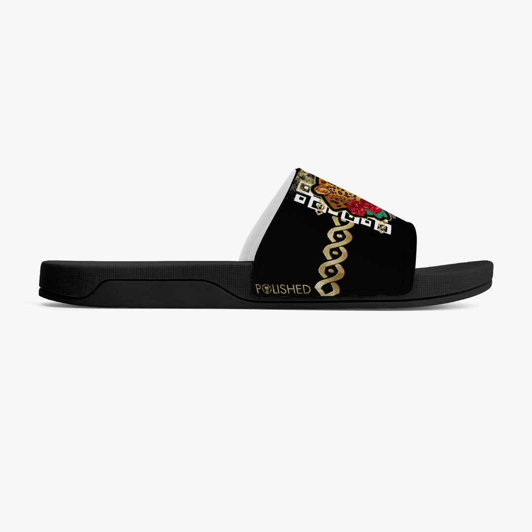 Womens Polished Punteggiato Level 1 Casual Sandals Slides - Black Blk - ENE TRENDS -custom designed-personalized-near me-shirt-clothes-dress-amazon-top-luxury-fashion-men-women-kids-streetwear-IG