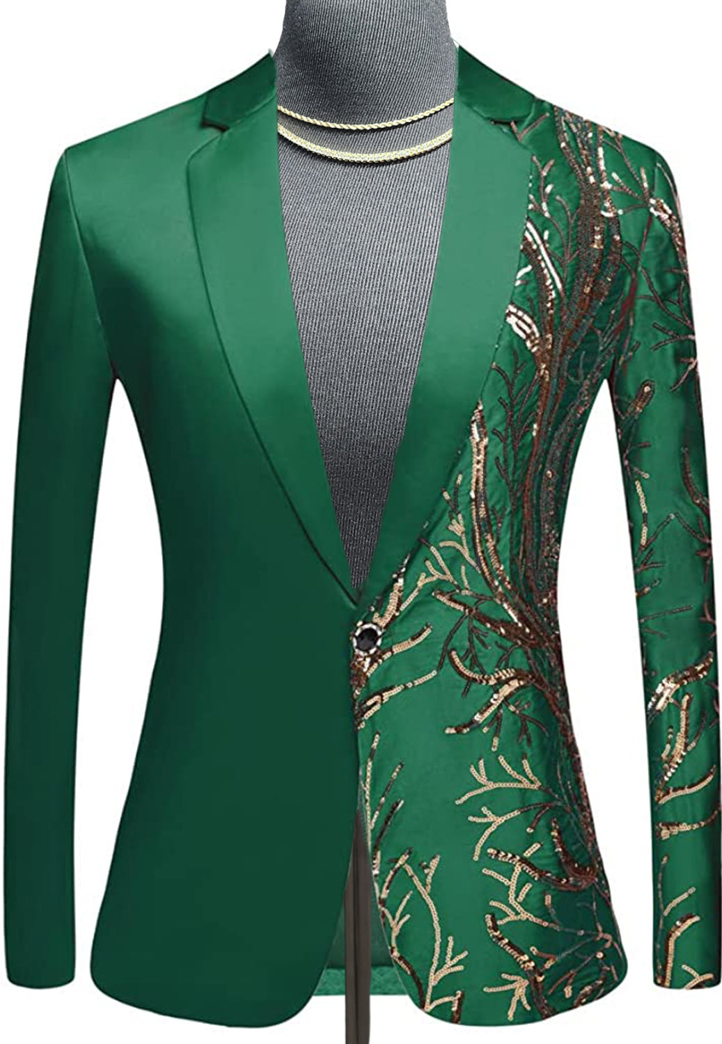 Green - Gold Safari Slim Fit Party Blazer