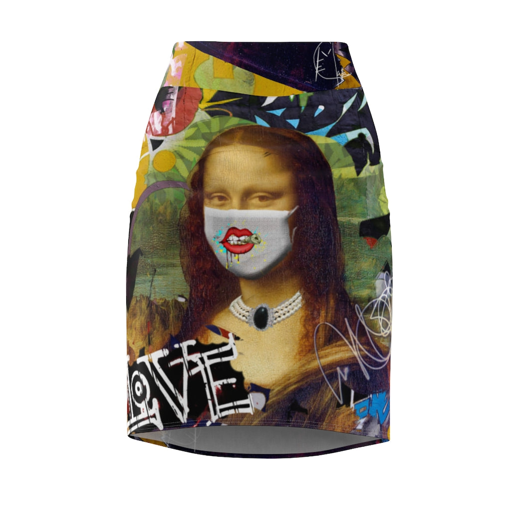 Mona Lisa On One Women's Pencil Skirt - ENE TRENDS -custom designed-personalized-near me-shirt-clothes-dress-amazon-top-luxury-fashion-men-women-kids-streetwear-IG