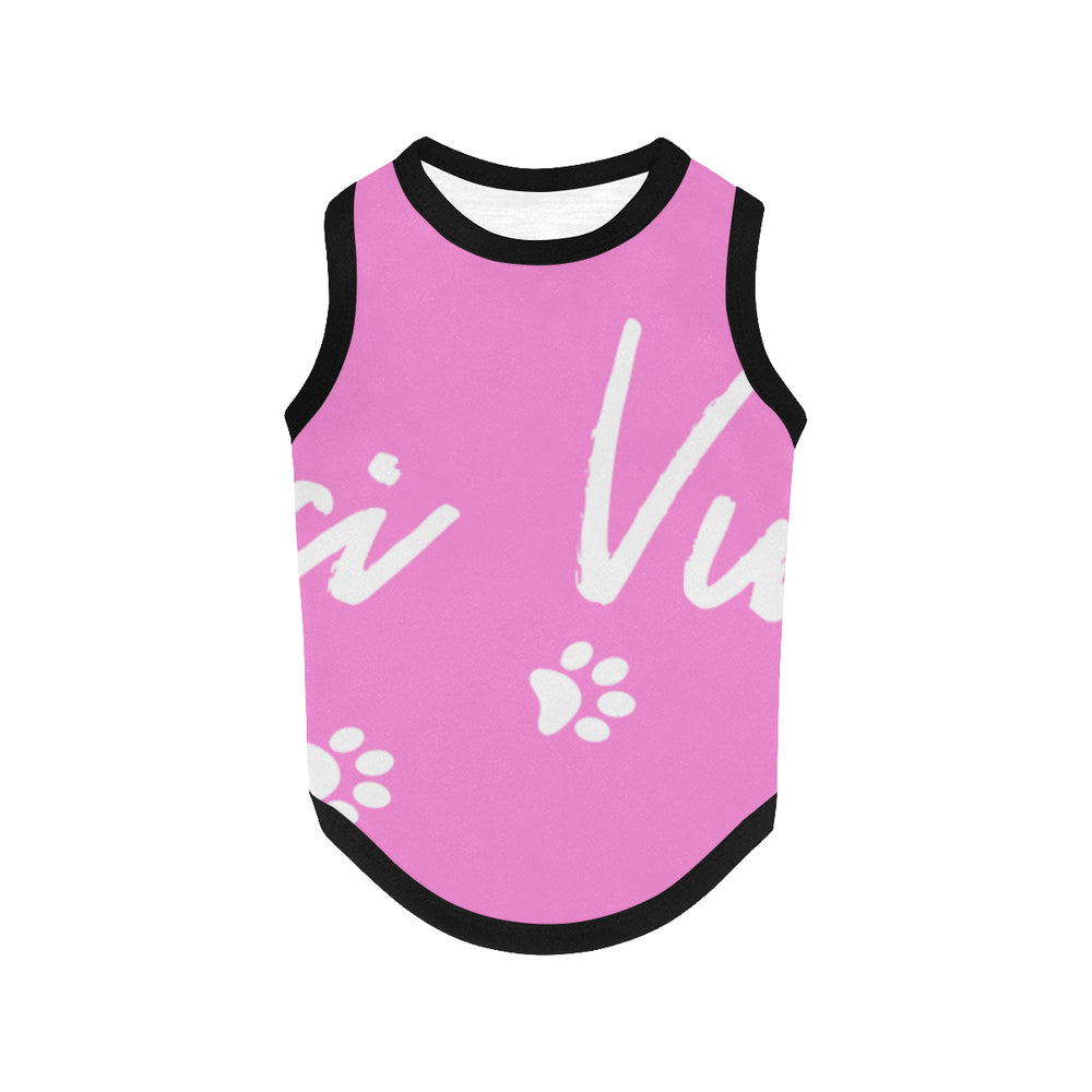 Pucci Vuitton Logo Light Pink All Over Printed Pet Tank Top - ENE TRENDS -custom designed-personalized-near me-shirt-clothes-dress-amazon-top-luxury-fashion-men-women-kids-streetwear-IG
