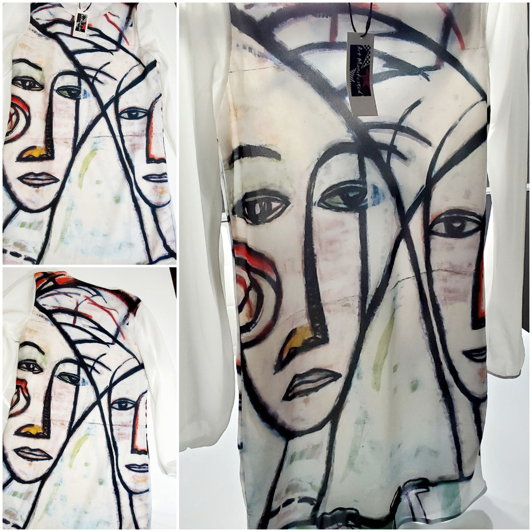 Abstract Gemini Handmade Women's Long Sleeve Chiffon Dress - ENE TRENDS -custom designed-personalized-near me-shirt-clothes-dress-amazon-top-luxury-fashion-men-women-kids-streetwear-IG