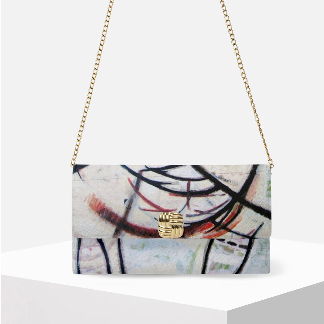 Abstract Gemini Chain Flap Shoulder Bag