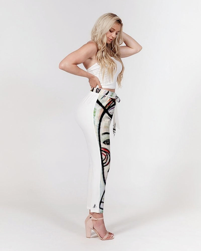 Abstract Gemini Women's Belted Tapered Pants - ENE TRENDS -custom designed-personalized-near me-shirt-clothes-dress-amazon-top-luxury-fashion-men-women-kids-streetwear-IG