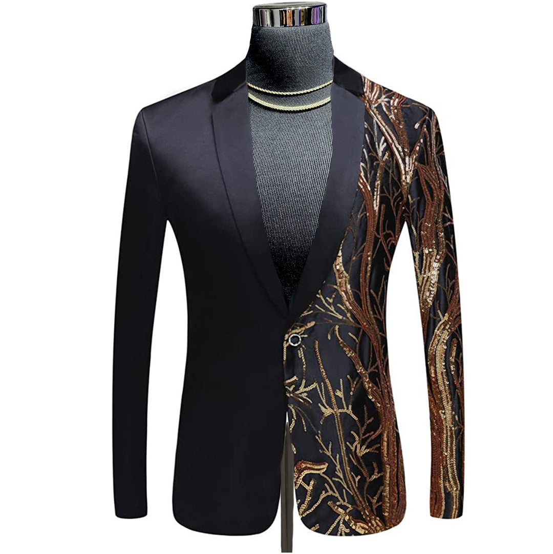 Black  - Gold Safari Slim Fit Party Blazer