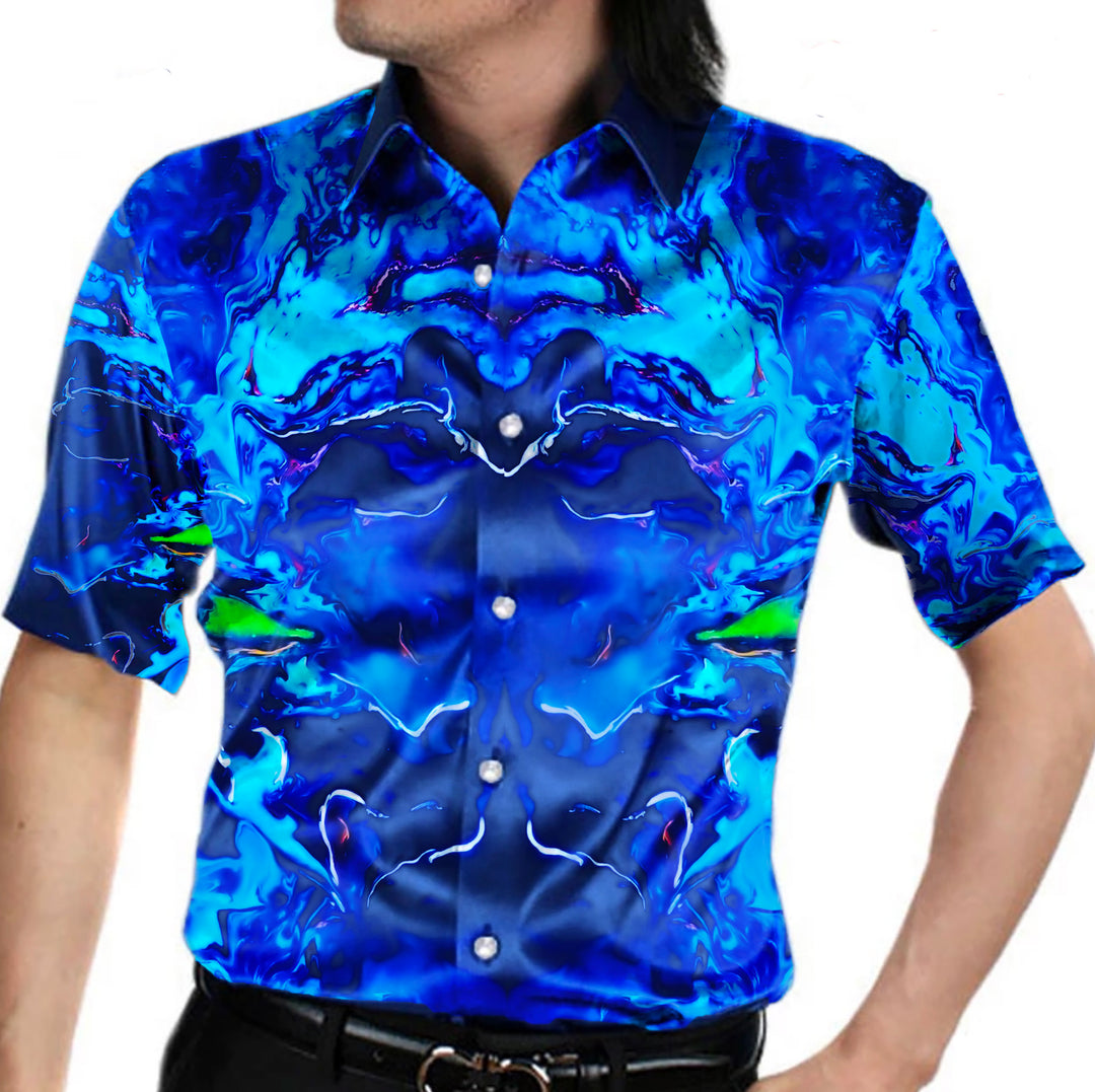 Deep Water Dive Men's Imitation Silk Short-Sleeved Shirt - ENE TRENDS -custom designed-personalized-near me-shirt-clothes-dress-amazon-top-luxury-fashion-men-women-kids-streetwear-IG