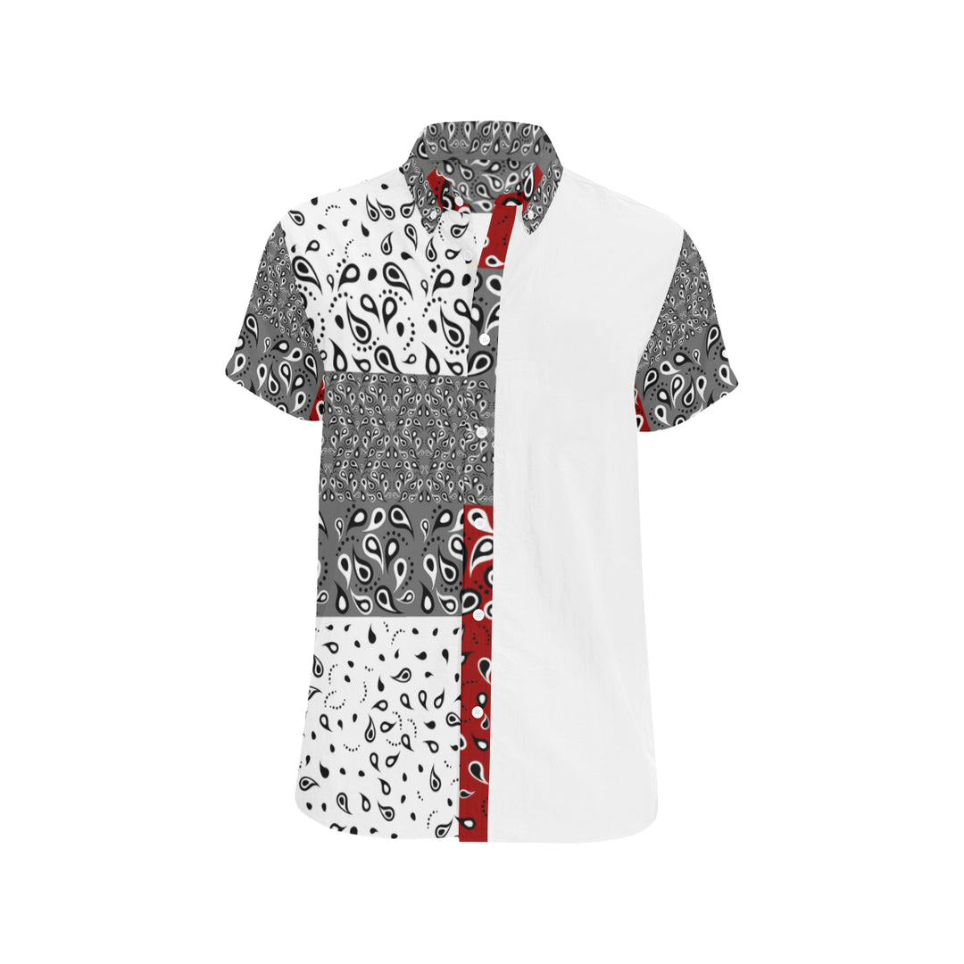 Vaquero White MAROON SHORT SLEEVE SHIRT 'CUT & SEW MADE TO ORDER' - ENE TRENDS