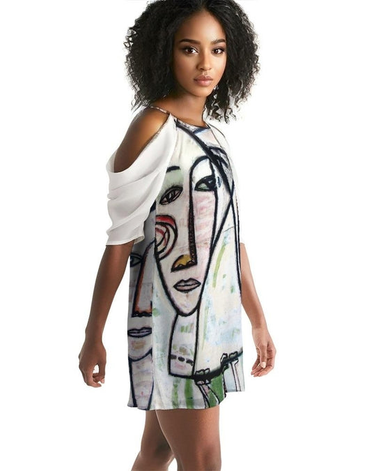 Abstract Gemini Handmade Women's Open Shoulder A-Line Dress - ENE TRENDS -custom designed-personalized-near me-shirt-clothes-dress-amazon-top-luxury-fashion-men-women-kids-streetwear-IG