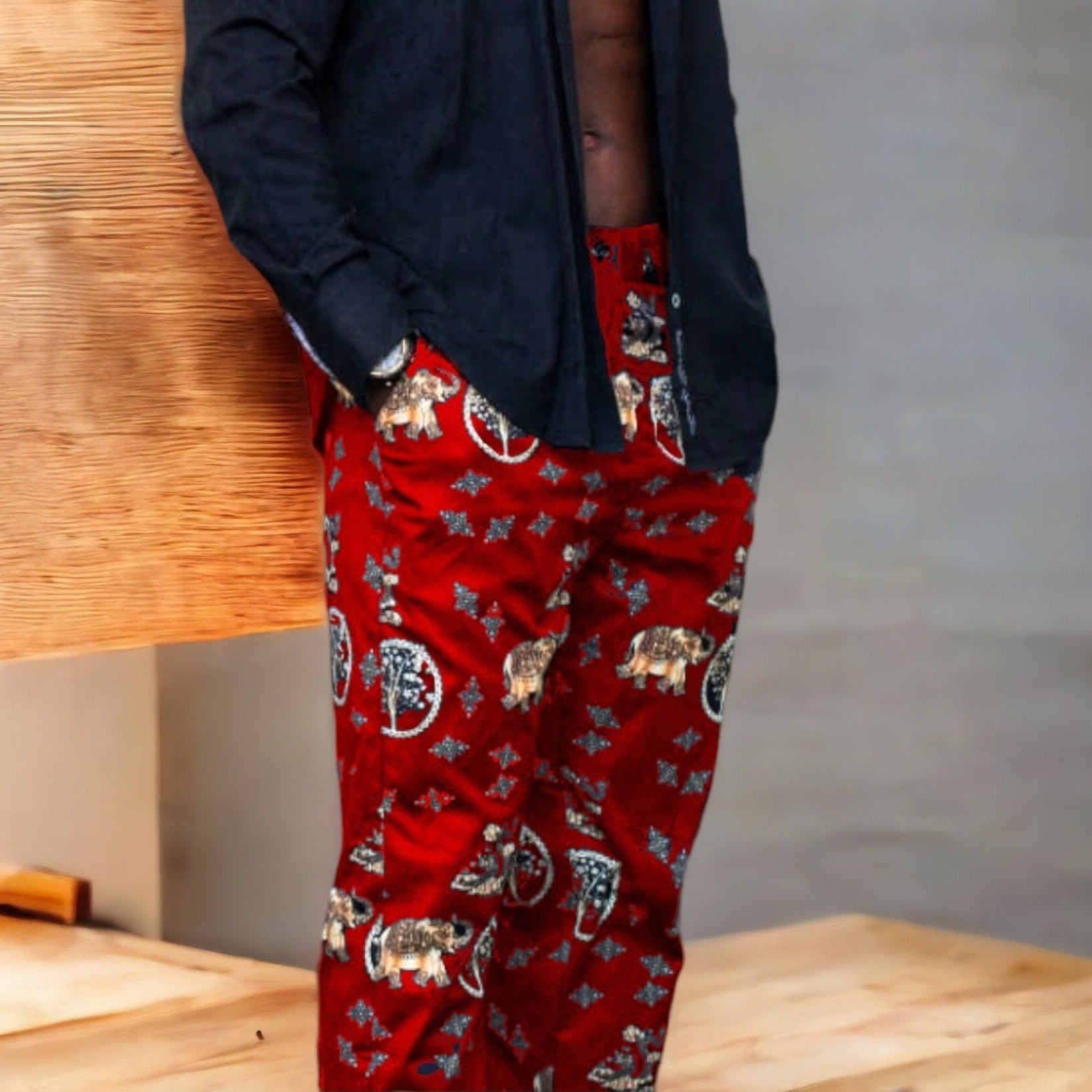 red casual men pants, party, prom, event luxury_ ENE Trends