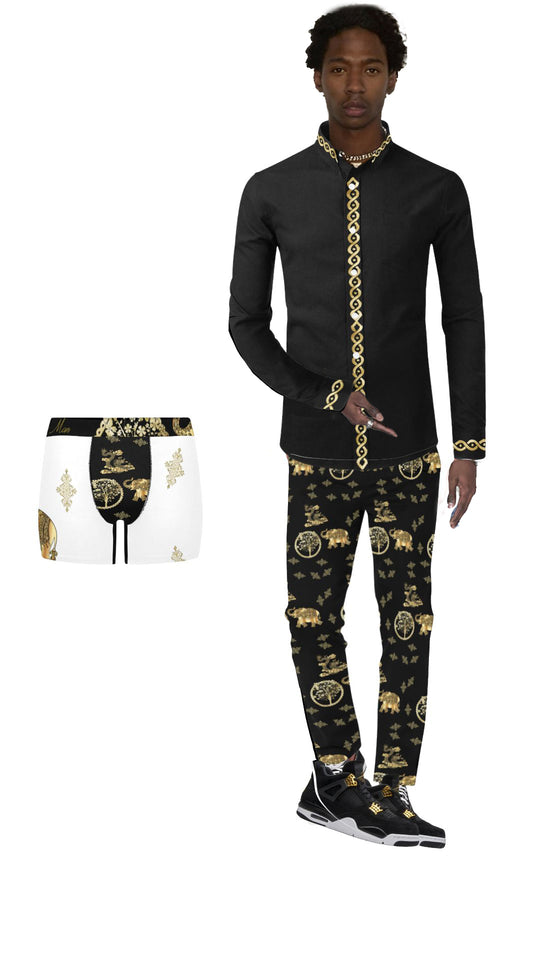 Lucky GOLD ELEMENTS Black Men's Printed Casual Trousers - ENE TRENDS -custom designed-personalized- tailored-suits-near me-shirt-clothes-dress-amazon-top-luxury-fashion-men-women-kids-streetwear-IG-best