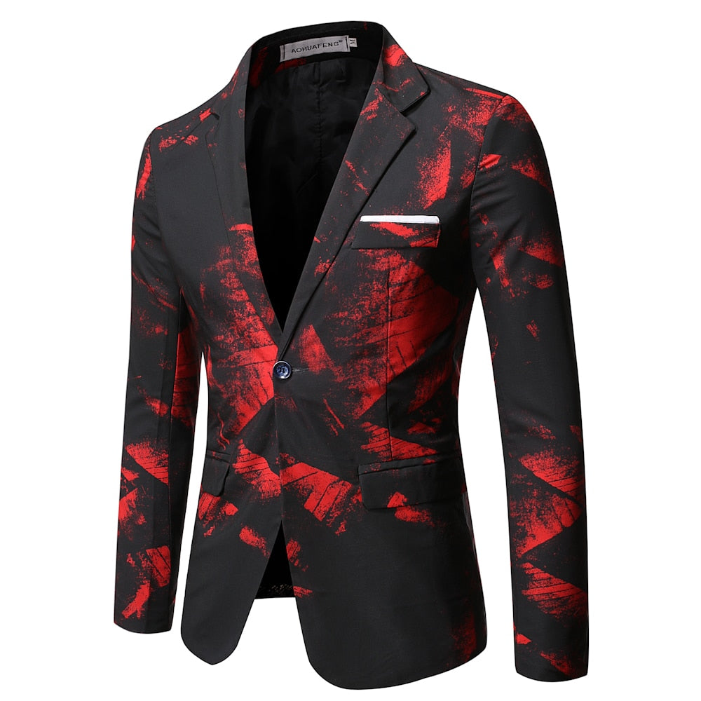 Men's Brushed Red Paint Printed Party Blazer - ENE TRENDS -custom designed-personalized-near me-shirt-clothes-dress-amazon-top-luxury-fashion-men-women-kids-streetwear-IG-best