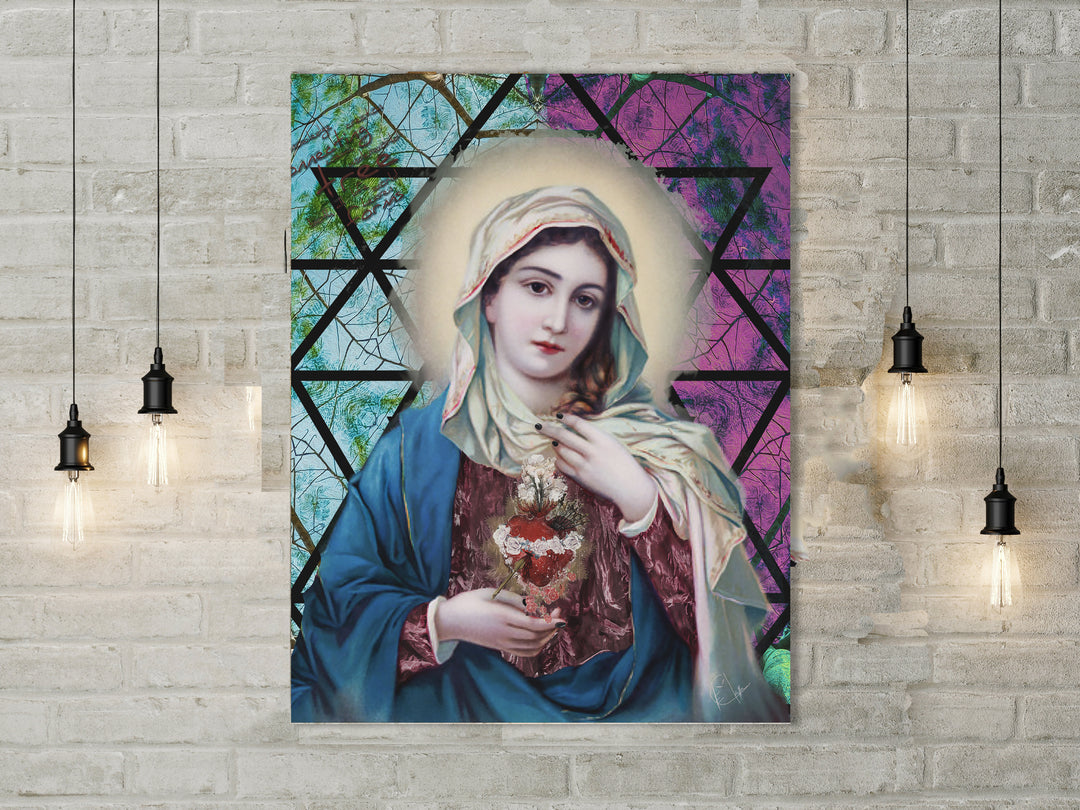 Mary Sacred Heart Deluxe Portrait Canvas Art 1.5in Frame - ENE TRENDS -custom designed-personalized-near me-shirt-clothes-dress-amazon-top-luxury-fashion-men-women-kids-streetwear-IG