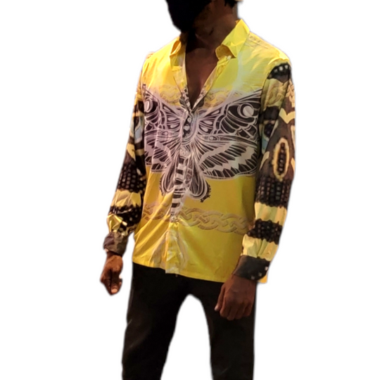 Bee Fly Men's Imitation Silk Long-Sleeved Shirt - ENE TRENDS -custom designed-personalized-near me-shirt-clothes-dress-amazon-top-luxury-fashion-men-women-kids-streetwear-IG