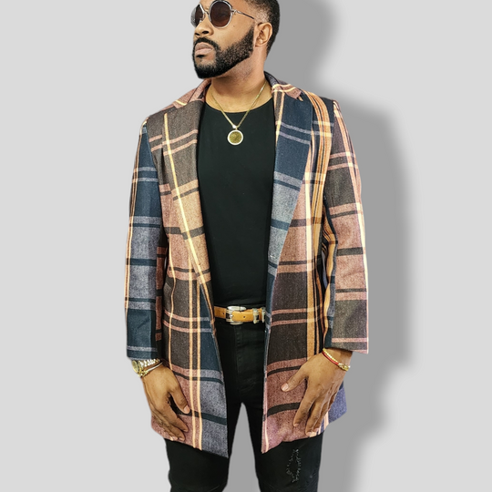 E.M. Mens Retro Plaid Print Mid-Length Woolen Style Coat Jacket II - ENE TRENDS -custom designed-personalized- tailored-suits-near me-shirt-clothes-dress-amazon-top-luxury-fashion-men-women-kids-streetwear-IG-best