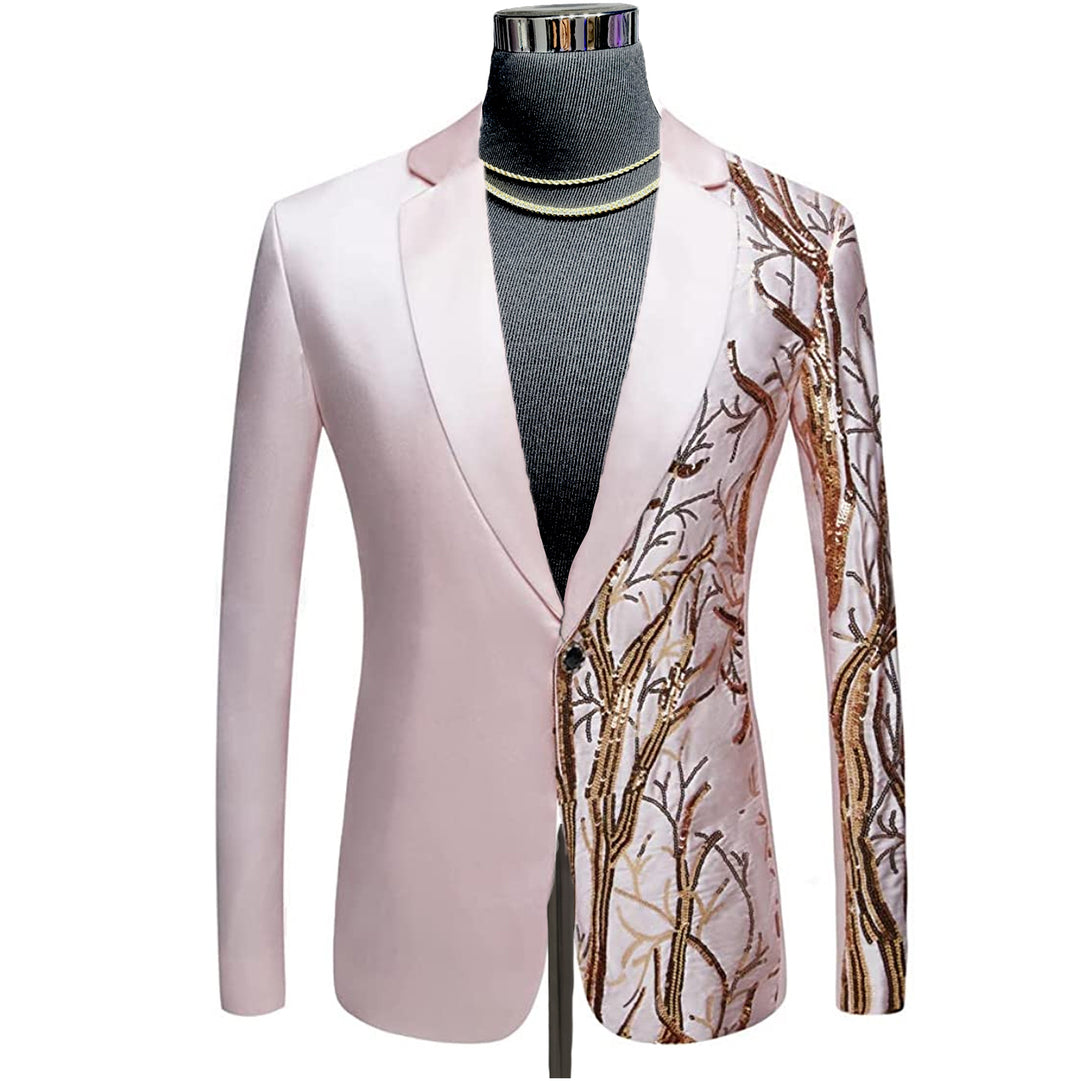 Pink - Gold Safari Slim Fit Party Blazer