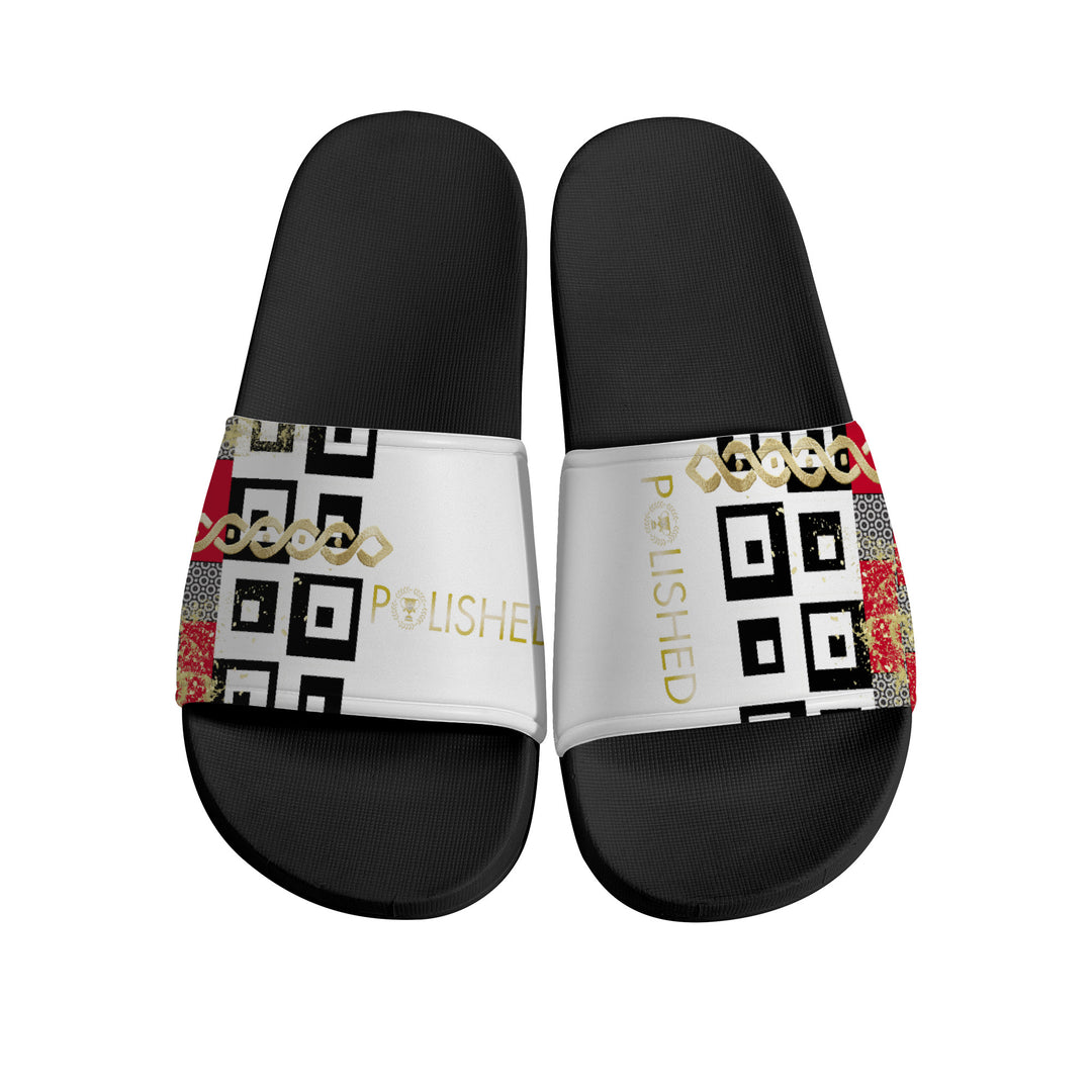Polished Punteggiato Slide Sandals - White/Black - ENE TRENDS -custom designed-personalized-near me-shirt-clothes-dress-amazon-top-luxury-fashion-men-women-kids-streetwear-IG