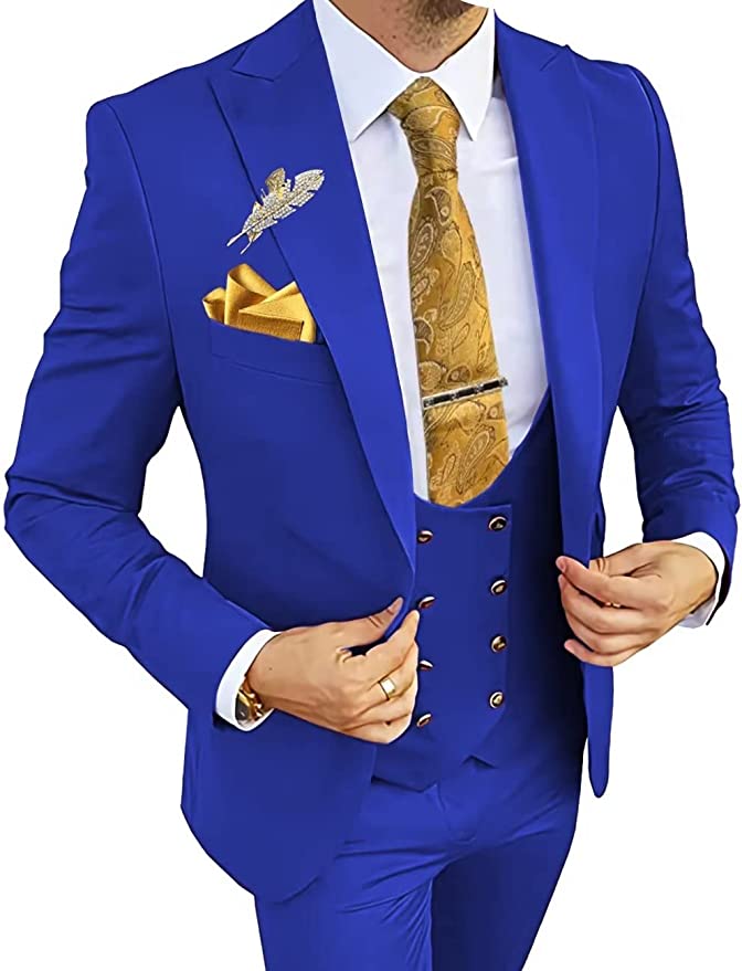 Finnegan Blue -Gold buttons-Single-Breasted 3 Piece Slim Fit Lapel Suit (Blazer+Pants+Vest) - ENE TRENDS -custom designed-personalized- tailored-suits-near me-shirt-clothes-dress-amazon-top-luxury-fashion-men-women-kids-streetwear-IG-best