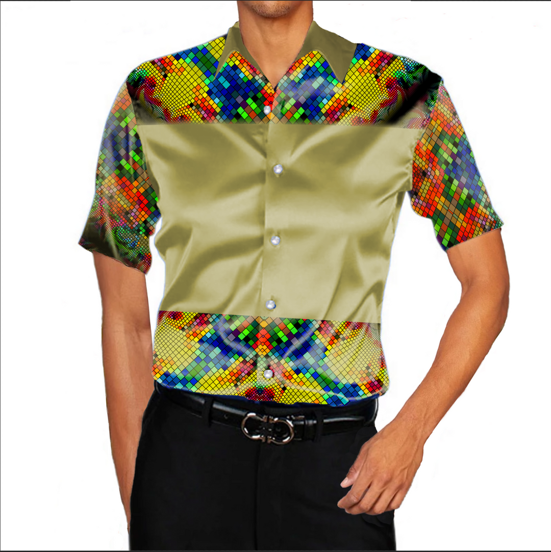 Skittlz Men's Imitation Silk Short-Sleeved Shirt - ENE TRENDS -custom designed-personalized-near me-shirt-clothes-dress-amazon-top-luxury-fashion-men-women-kids-streetwear-IG