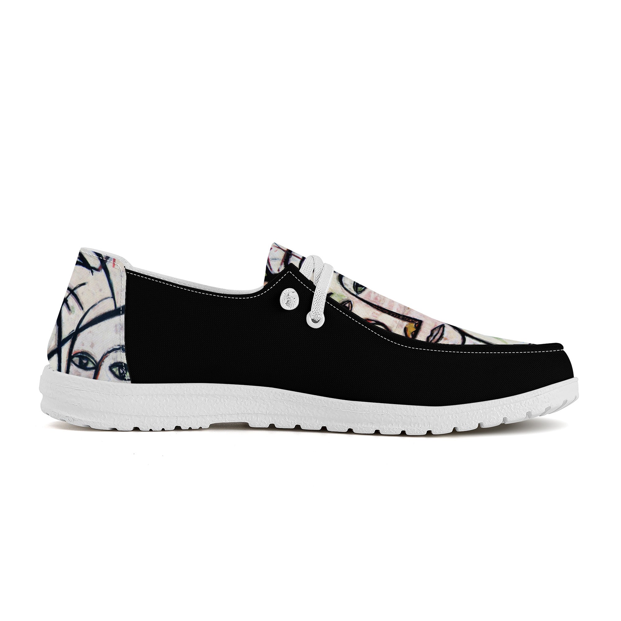Abstract Gemini Black Unisex Slip On Canvas Loafers - Comfort Edition - ENE TRENDS -custom designed-personalized-near me-shirt-clothes-dress-amazon-top-luxury-fashion-men-women-kids-streetwear-IG