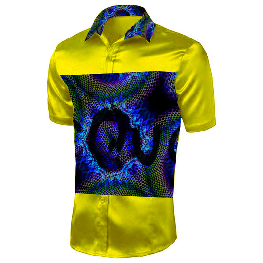 Sun Water Men's Imitation Silk Short-Sleeved Shirt, robert-graham-luxury-designer 