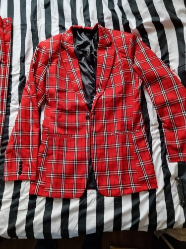 Mens Red Plaid Notched Lapel 2 Pieces Slim Fit Suit - ENE TRENDS -custom designed-personalized-near me-shirt-clothes-dress-amazon-top-luxury-fashion-men-women-kids-streetwear-IG