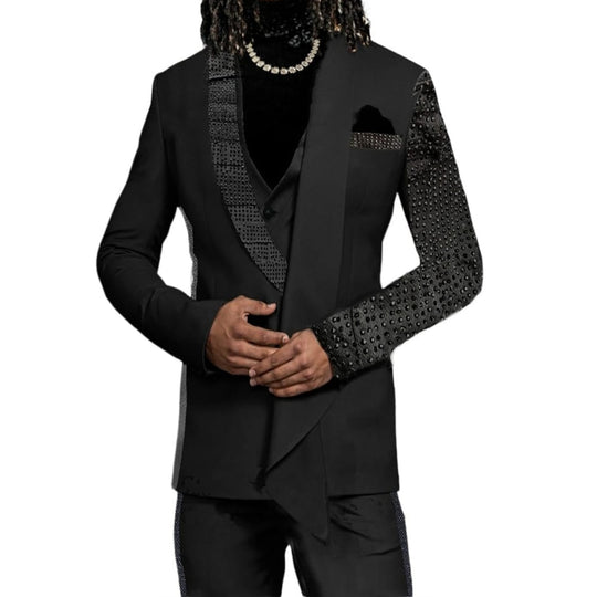 Custom Event Party Suit Designed by E.McCalla Suits - Leather Lapel - ENE TRENDS -custom designed-personalized- tailored-suits-near me-shirt-clothes-dress-amazon-top-luxury-fashion-men-women-kids-streetwear-IG-best