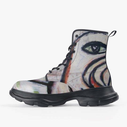 Abstract Gemini Leather Chunky Boots - ENE TRENDS -custom designed-personalized-near me-shirt-clothes-dress-amazon-top-luxury-fashion-men-women-kids-streetwear-IG-best