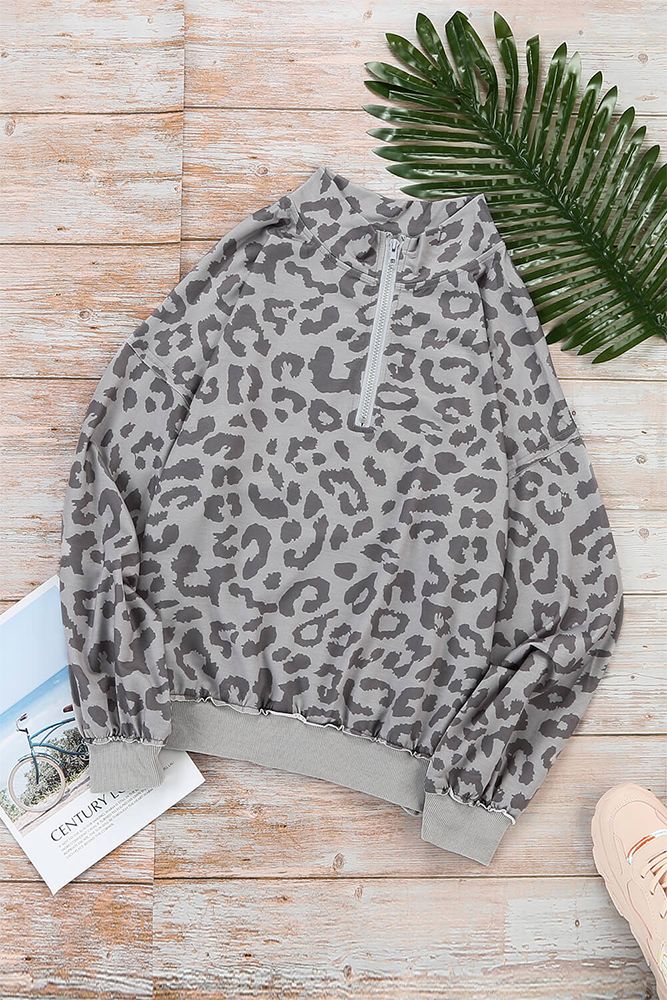 Expensive Taste Leopard Zipped Collar Sweatshirt - ENE TRENDS -custom designed-personalized-near me-shirt-clothes-dress-amazon-top-luxury-fashion-men-women-kids-streetwear-IG