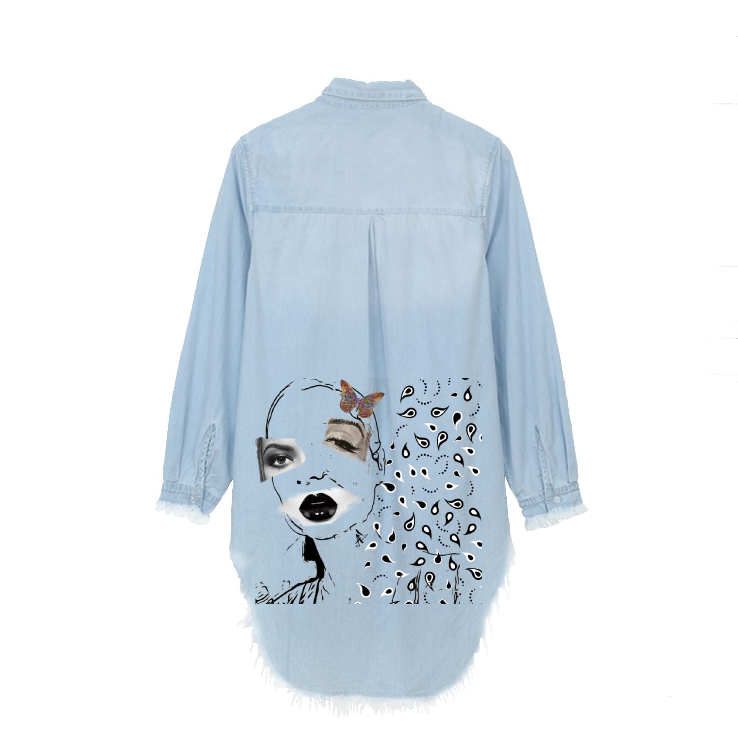 Pieces of Her Women's Denim Long Sleeve Shirt Dress - ENE TRENDS -custom designed-personalized-near me-shirt-clothes-dress-amazon-top-luxury-fashion-men-women-kids-streetwear-IG