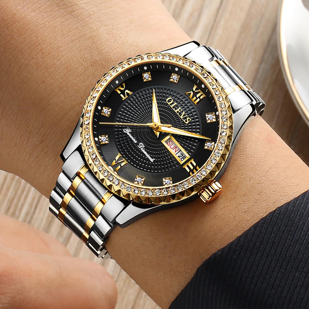 Olevs Premium Metal Band Luxurious Golden Wristwatch with gift Box - ENE TRENDS -custom designed-personalized-near me-shirt-clothes-dress-amazon-top-luxury-fashion-men-women-kids-streetwear-IG