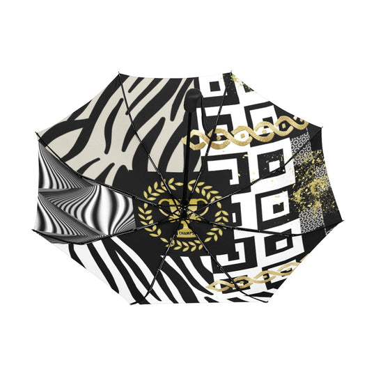 Black Polished Punteggiato Jungle II Anti-UV Auto-Foldable Umbrella - ENE TRENDS -custom designed-personalized-near me-shirt-clothes-dress-amazon-top-luxury-fashion-men-women-kids-streetwear-IG