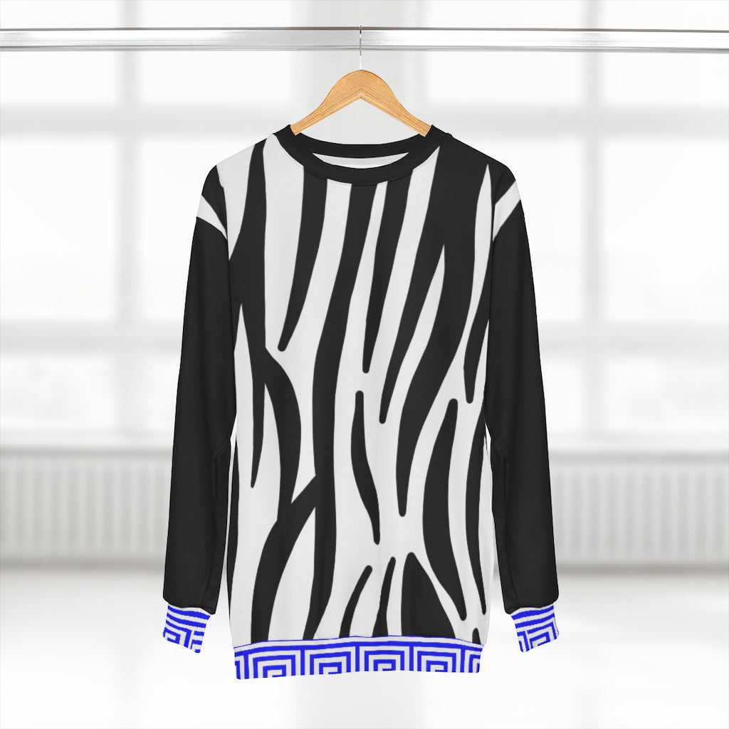 BLUE Greek Key Zebra Print Unisex Sweatshirt - ENE TRENDS -custom designed-personalized-near me-shirt-clothes-dress-amazon-top-luxury-fashion-men-women-kids-streetwear-IG