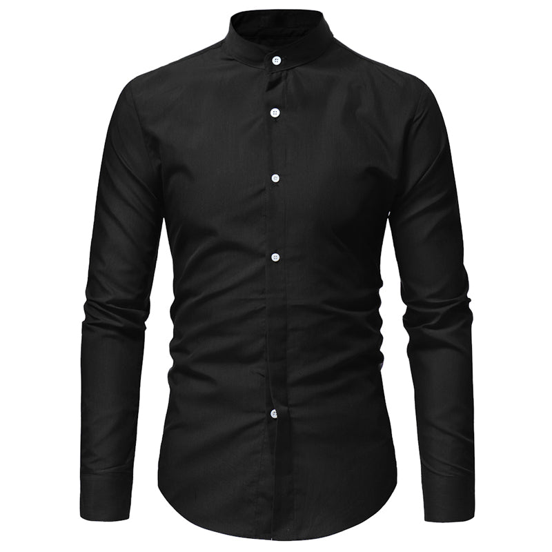 Quincy Men's Casual Slim Long-sleeved Mandarin Collar Dress Shirt - ENE TRENDS -custom designed-personalized-near me-shirt-clothes-dress-amazon-top-luxury-fashion-men-women-kids-streetwear-IG-best