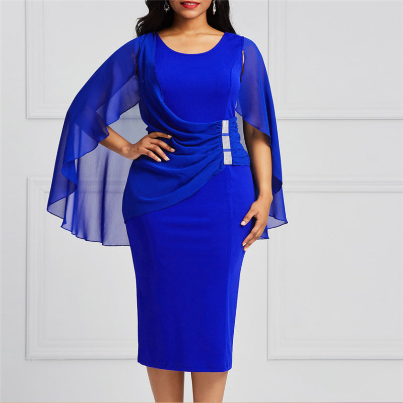 chiffon dress near me Melinda U Neck Short Sleeve Floating Shawl – ENE TRENDS resort wear dress Black Campaign Chest - Size:Medium Petite Pair with dainty jewelry